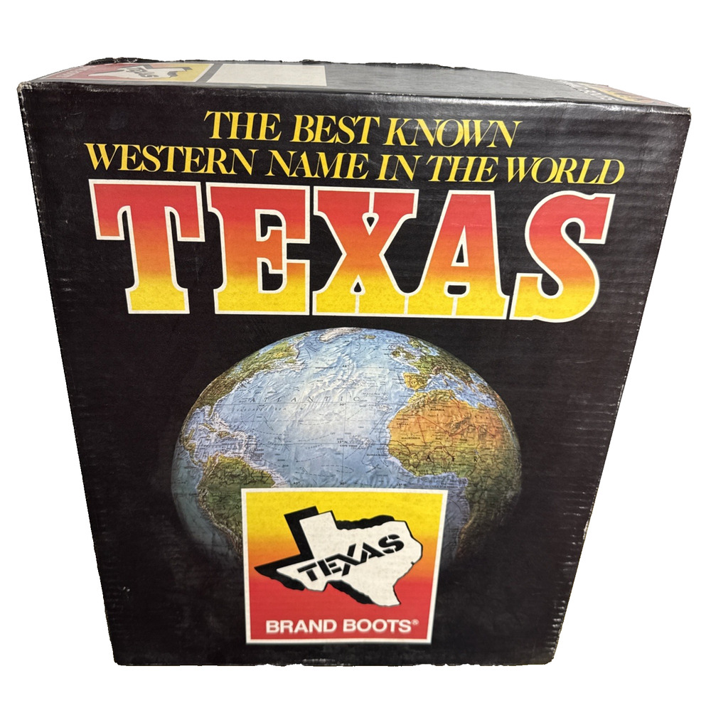 Vintage Texas Brand Boots Box Only Retro Cowboy Western Wear Advertising 1980s